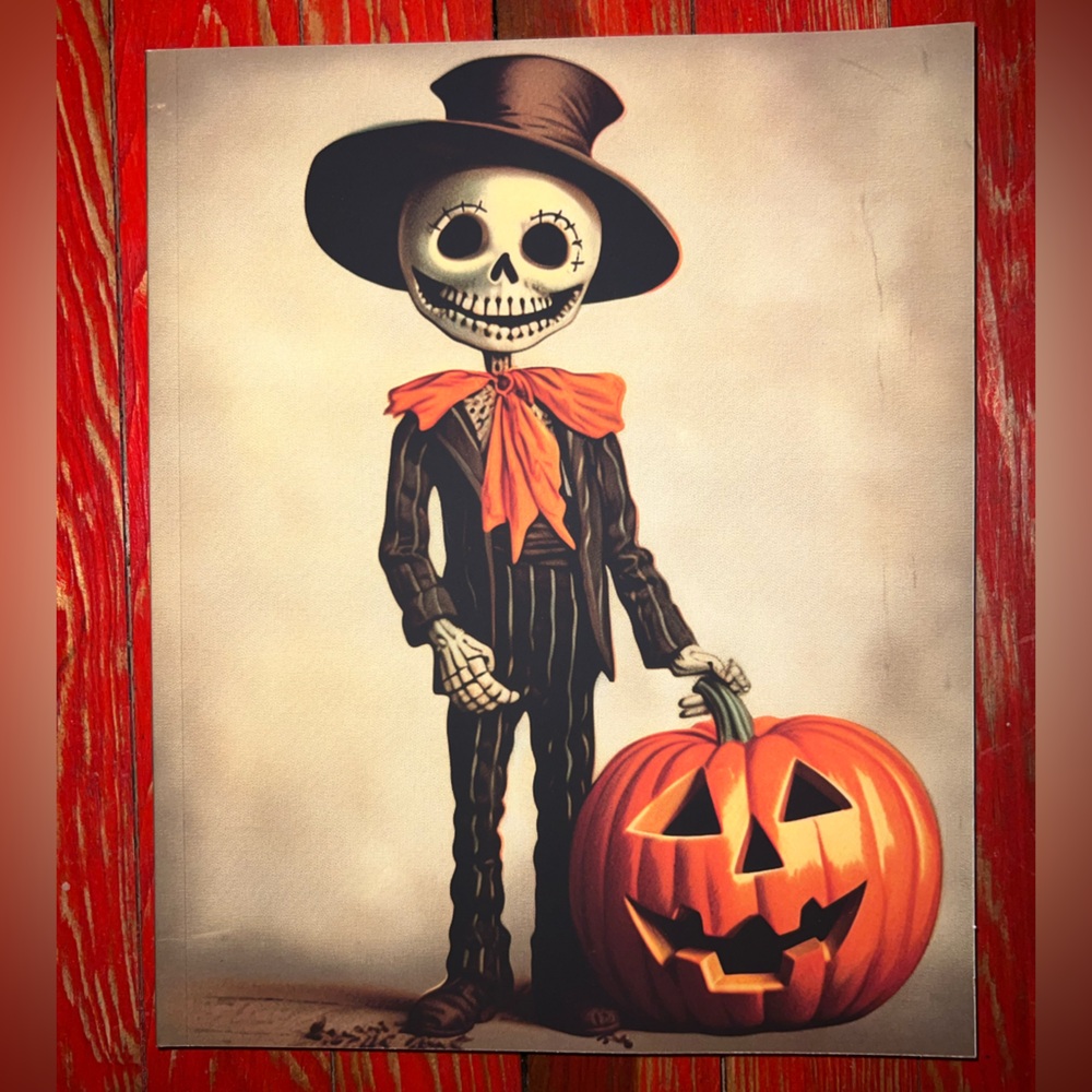 Kids Skeleton Pumpkin Costume with Orange Scarf